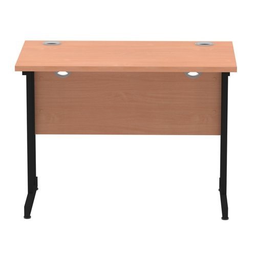 Impulse 1000 x 600mm Straight Office Desk Beech Top Black Cantilever Leg