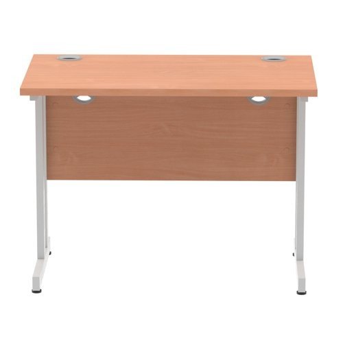 Impulse 1000 x 600mm Straight Office Desk Beech Top Silver Cantilever Leg