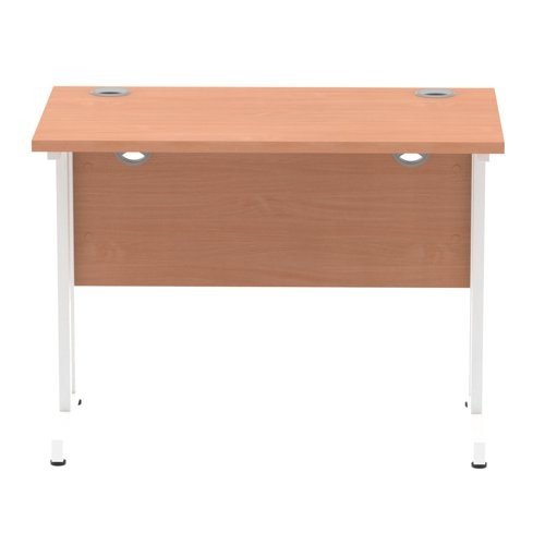 Impulse 1000 x 600mm Straight Office Desk Beech Top White Cantilever Leg