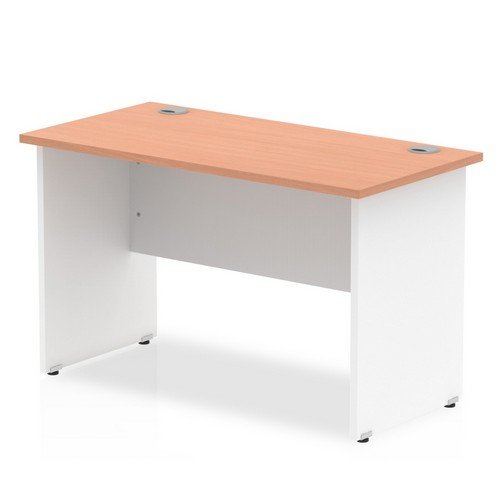 Impulse 1000 x 600mm Straight Office Desk Beech Top White Panel End Leg