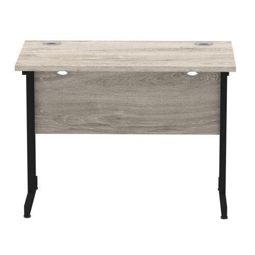 Impulse 1000 x 600mm Straight Office Desk Grey Oak Top Black Cantilever Leg