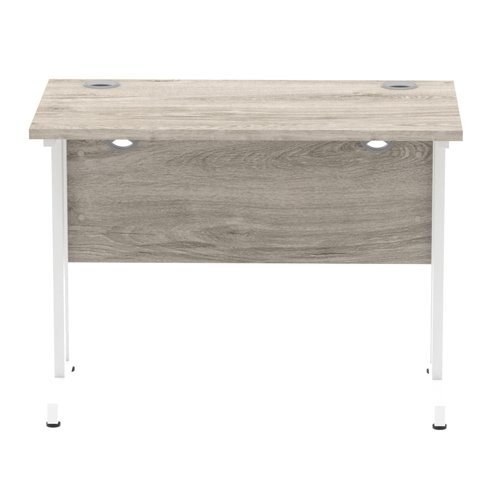 Impulse 1000 x 600mm Straight Office Desk Grey Oak Top White Cantilever Leg