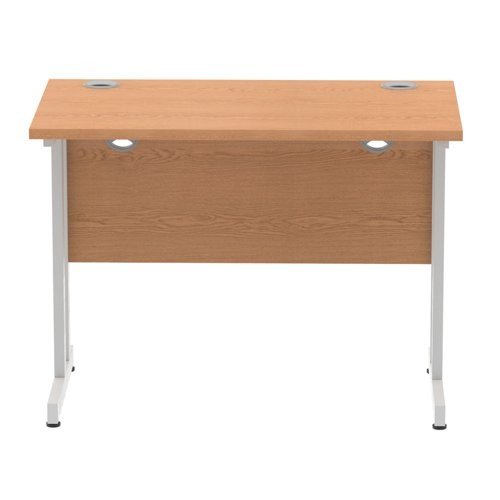 Impulse 1000 x 600mm Straight Office Desk Oak Top Silver Cantilever Leg