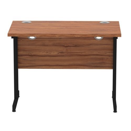 Impulse 1000 x 600mm Straight Office Desk Walnut Top Black Cantilever Leg