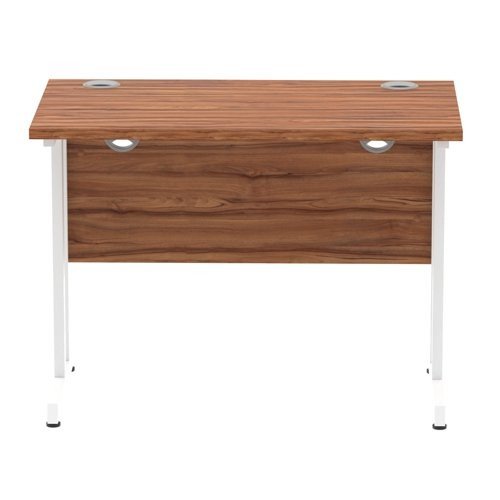 Impulse 1000 x 600mm Straight Office Desk Walnut Top White Cantilever Leg