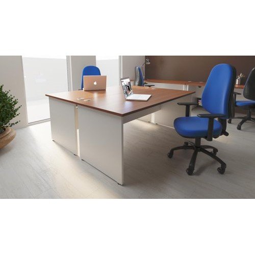 Impulse 1000 x 600mm Straight Office Desk Walnut Top White Panel End Leg
