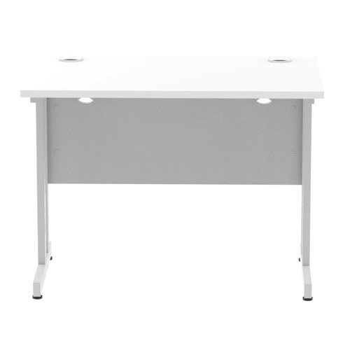 Impulse 1000 x 600mm Straight Office Desk White Top Silver Cantilever Leg