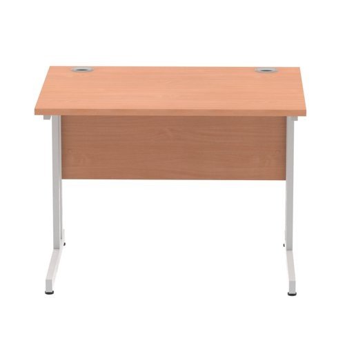 Impulse 1000 x 800mm Straight Office Desk Beech Top Silver Cantilever Leg