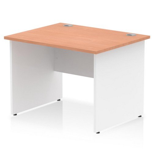 Impulse 1000 x 800mm Straight Office Desk Beech Top White Panel End Leg
