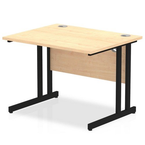 Impulse 1000 x 800mm Straight Office Desk Maple Top Black Cantilever Leg