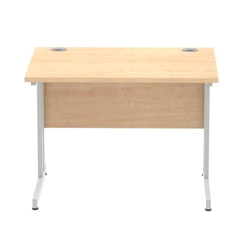 Impulse 1000 x 800mm Straight Office Desk Maple Top Silver Cantilever Leg