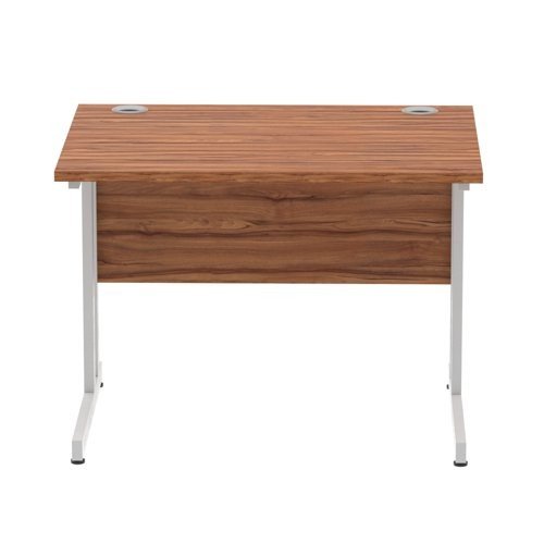 Impulse 1000 x 800mm Straight Office Desk Walnut Top Silver Cantilever Leg