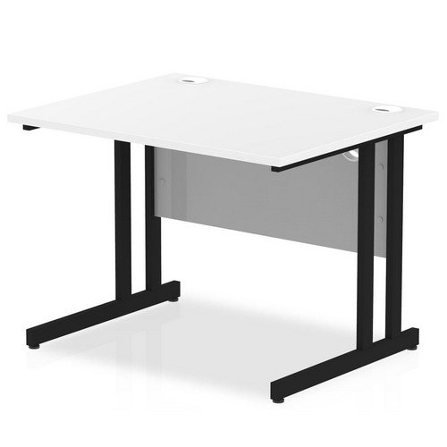 Impulse 1000 x 800mm Straight Office Desk White Top Black Cantilever Leg