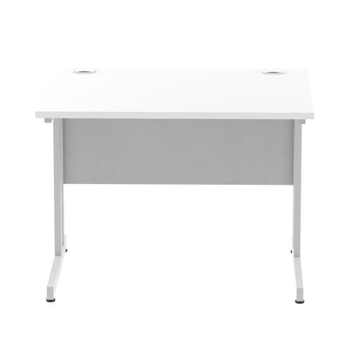 Impulse 1000 x 800mm Straight Office Desk White Top Silver Cantilever Leg