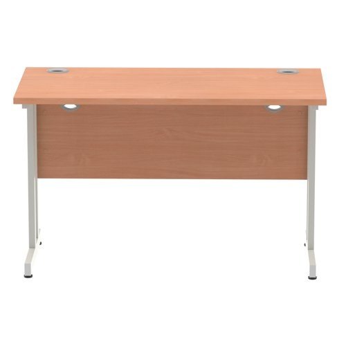 Impulse 1200 x 600mm Straight Office Desk Beech Top Silver Cantilever Leg