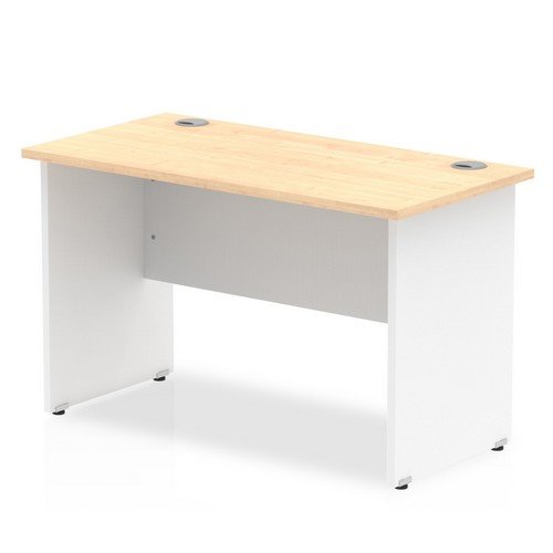 Impulse 1200 x 600mm Straight Office Desk Maple Top White Panel End Leg