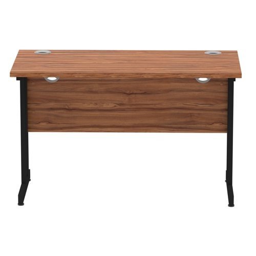 Impulse 1200 x 600mm Straight Office Desk Walnut Top Black Cantilever Leg