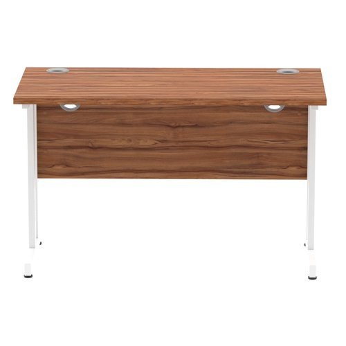 Impulse 1200 x 600mm Straight Office Desk Walnut Top White Cantilever Leg