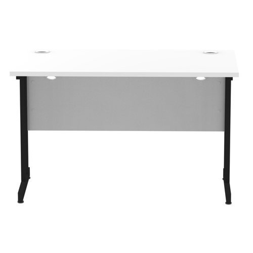 Impulse 1200 x 600mm Straight Office Desk White Top Black Cantilever Leg