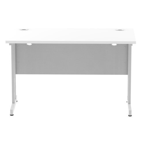 Impulse 1200 x 600mm Straight Office Desk White Top Silver Cantilever Leg