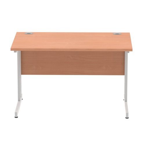 Impulse 1200 x 800mm Straight Office Desk Beech Top Silver Cantilever Leg