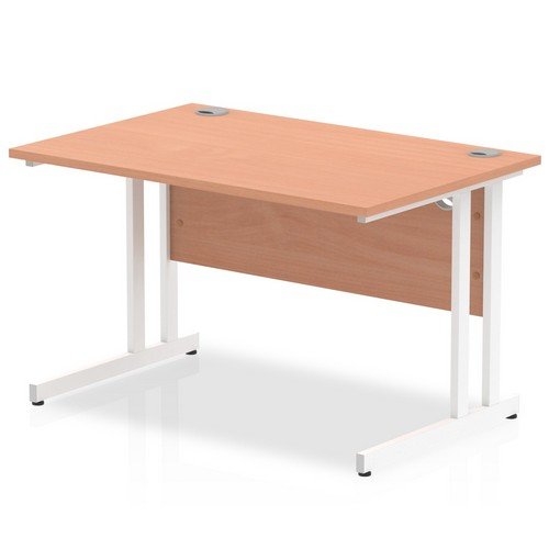 Impulse 1200 x 800mm Straight Office Desk Beech Top White Cantilever Leg