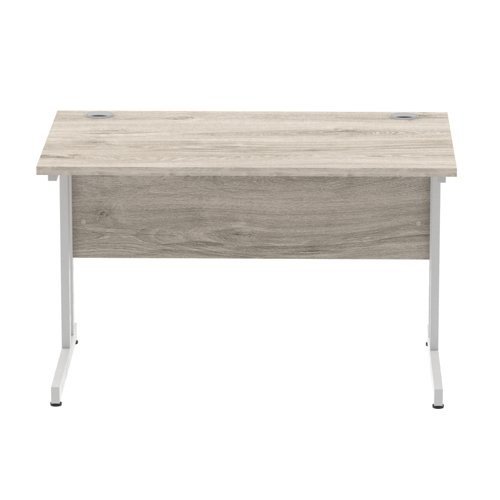 Impulse 1200 x 800mm Straight Office Desk Grey Oak Top Silver Cantilever Leg