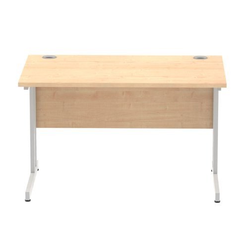 Impulse 1200 x 800mm Straight Office Desk Maple Top Silver Cantilever Leg