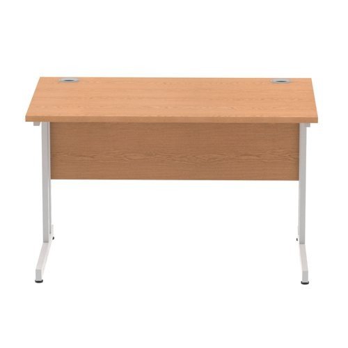 Impulse 1200 x 800mm Straight Office Desk Oak Top Silver Cantilever Leg