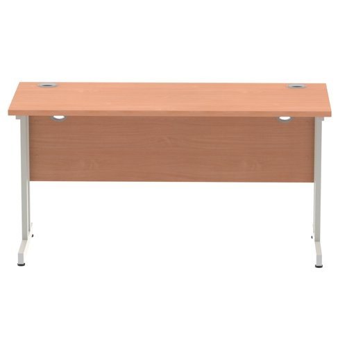 Impulse 1400 x 600mm Straight Office Desk Beech Top Silver Cantilever Leg
