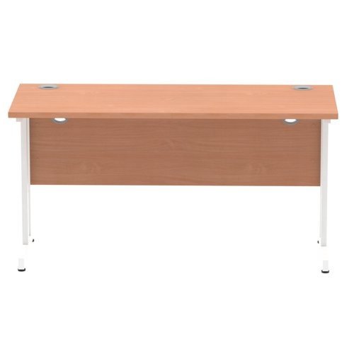 Impulse 1400 x 600mm Straight Office Desk Beech Top White Cantilever Leg