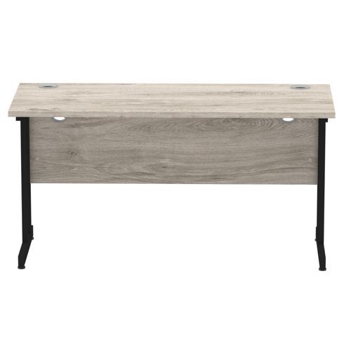 Impulse 1400 x 600mm Straight Office Desk Grey Oak Top Black Cantilever Leg