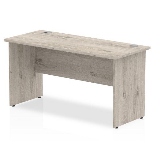 Impulse 1400 x 600mm Straight Office Desk Grey Oak Top Panel End Leg