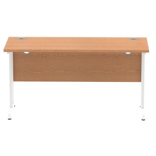 Impulse 1400 x 600mm Straight Office Desk Oak Top White Cantilever Leg