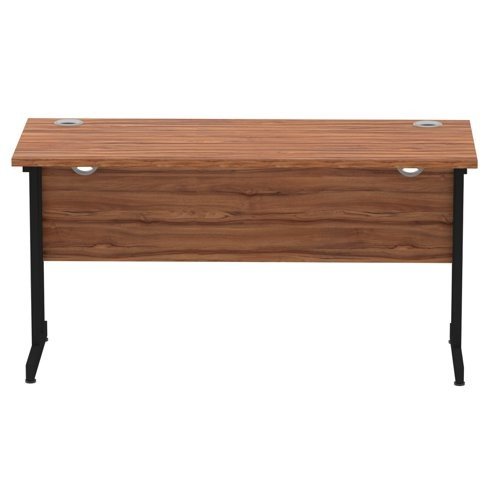 Impulse 1400 x 600mm Straight Office Desk Walnut Top Black Cantilever Leg