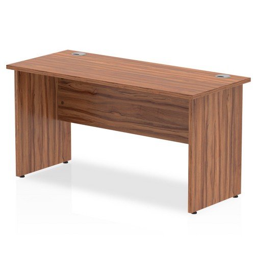 Impulse 1400 x 600mm Straight Office Desk Walnut Top Panel End Leg