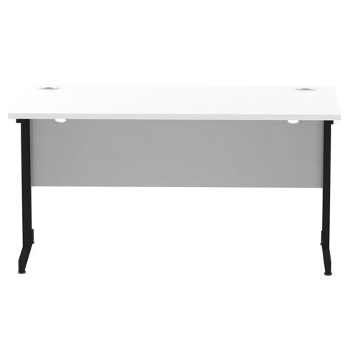 Impulse 1400 x 600mm Straight Office Desk White Top Black Cantilever Leg