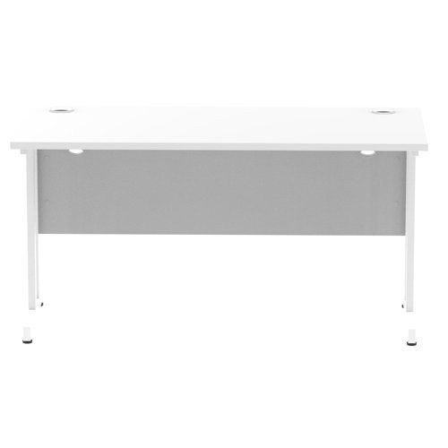Impulse 1400 x 600mm Straight Office Desk White Top White Cantilever Leg