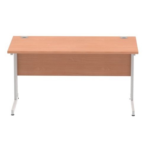 Impulse 1400 x 800mm Straight Office Desk Beech Top Silver Cantilever Leg