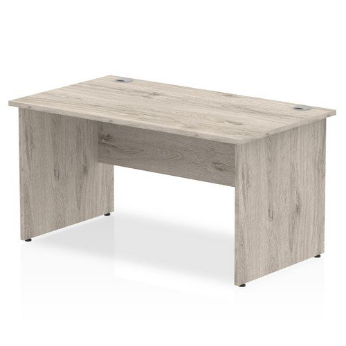 Impulse 1400 x 800mm Straight Office Desk Grey Oak Top Panel End Leg
