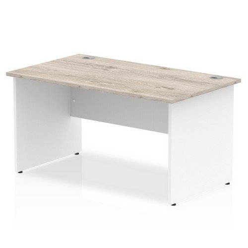 Impulse 1400 x 800mm Straight Office Desk Grey Oak Top White Panel End Leg