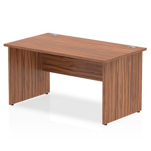 Impulse 1400 x 800mm Straight Office Desk Walnut Top Panel End Leg