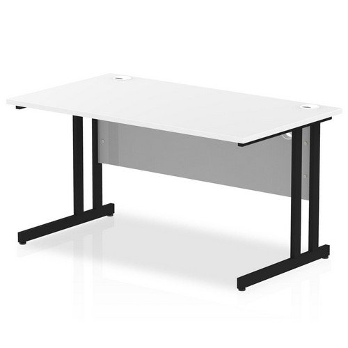 Impulse 1400 x 800mm Straight Office Desk White Top Black Cantilever Leg