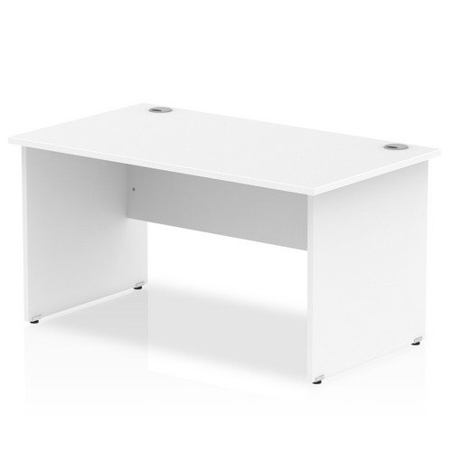 Impulse 1400 x 800mm Straight Office Desk White Top Panel End Leg