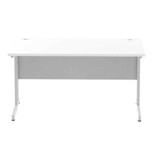 Impulse 1400 x 800mm Straight Office Desk White Top Silver Cantilever Leg