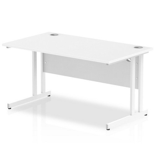 Impulse 1400 x 800mm Straight Office Desk White Top White Cantilever Leg