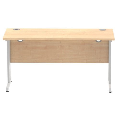 Impulse 1400/600 Rectangle Silver Cantilever Leg Desk Maple
