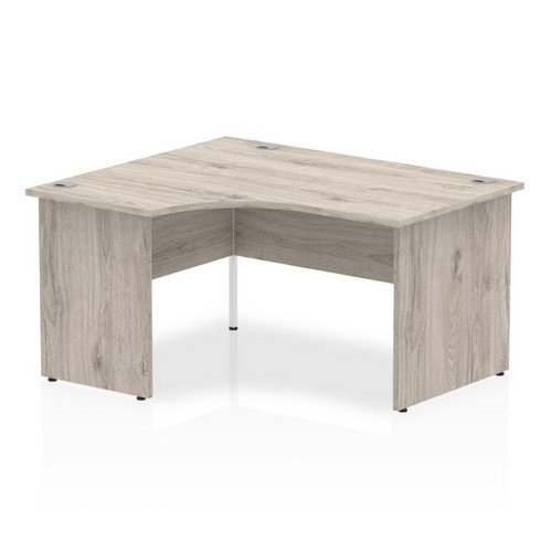 Impulse 1400mm Left Crescent Office Desk Grey Oak Top Panel End Leg
