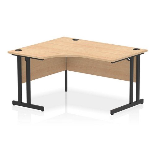 Impulse 1400mm Left Crescent Office Desk Maple Top Black Cantilever Leg
