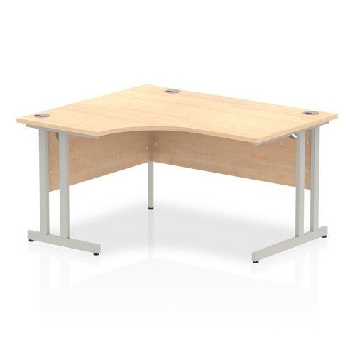 Impulse 1400mm Left Crescent Office Desk Maple Top Silver Cantilever Leg